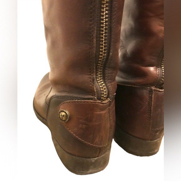 FRYE MELISSA BUTTON BACK ZIP RIDING BOOT IN COGNAC SIZE 6.5 - Picture 4 of 6